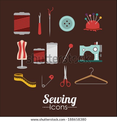 Sewing design over brown background, vector illustration