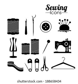 Sewing design over white background, vector illustration