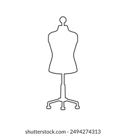 Sewing doll black icon. Mannequin vector illustration isolated. Fashion designer