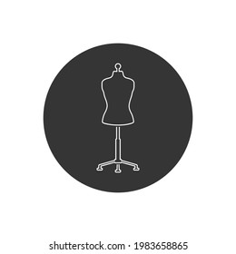 Sewing doll black line icon. Mannequin vector illustration isolated. Fashion designer
