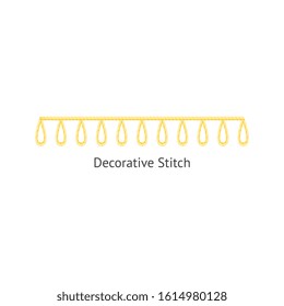 Sewing or embroidery decorative stitch seamless brush vector illustration isolated on white background. Endless fashion craft ornament design for borders and frames.