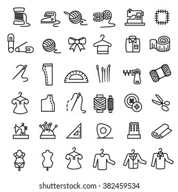 Sewing equipment icons vector.