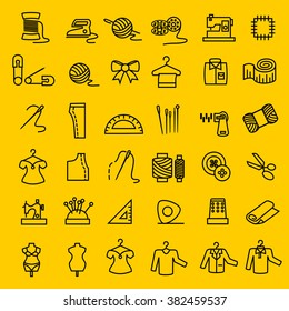 Sewing equipment icons vector.
