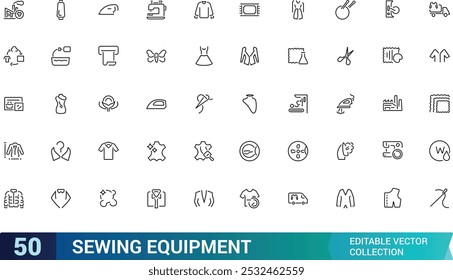 Sewing equipment and needlework line icons set. Thin editable web icon collection. Outline symbol pack. pixel perfect vector illustration.