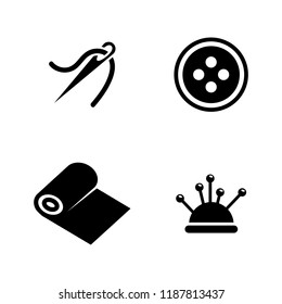 Sewing Equipment, Needlework. Simple Related Vector Icons Set for Video, Mobile Apps, Web Sites, Print Projects and Your Design. Sewing, Needlework icon Black Flat Illustration on White Background.