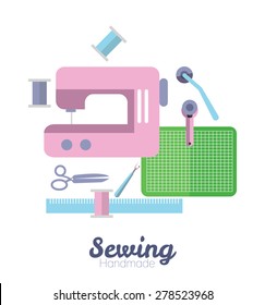 Sewing equipment and tailor needlework accessories. flat design elements. vector