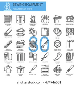 Sewing Equipment , Thin Line and Pixel Perfect Icons
