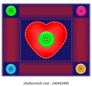 Sewing fabric background of love.Vector