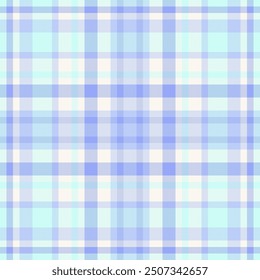 Sewing fabric plaid tartan, machinery texture seamless background. Intricate vector check textile pattern in light and sea shell colors palette.