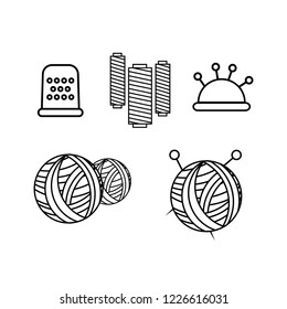 Sewing fashion needlework tailor vector icons. Tailoring and dressmaking craft