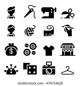 Sewing , fashion , Tailor , Clothing , Dressmaker icon set in thin line style