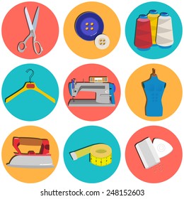 Sewing flat design icons 