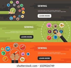Sewing flat icon concept. Vector illustration. Element template for design.