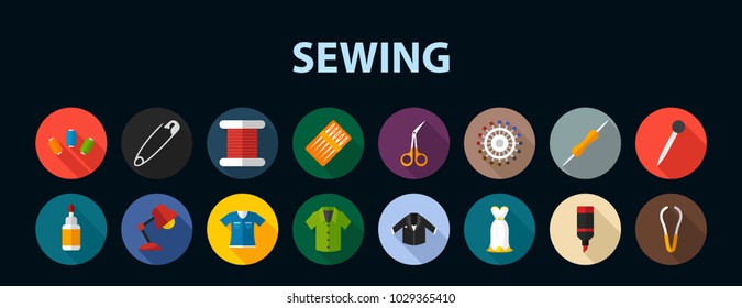 Sewing flat icon concept. Vector illustration. Element template for design.