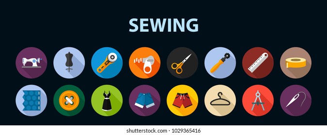 Sewing flat icon concept. Vector illustration. Element template for design.