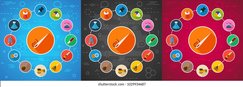 Sewing flat icon concept. Vector illustration. Element template for design.