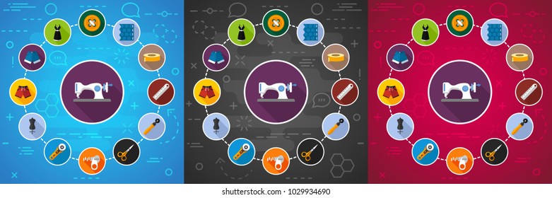 Sewing flat icon concept. Vector illustration. Element template for design.