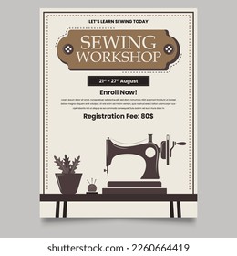 Sewing flyer cover design template