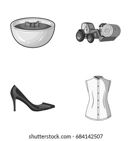 sewing, food and other monochrome icon in cartoon style. shoes, fashion icons in set collection.