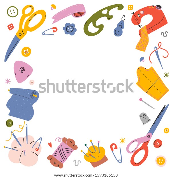 Sewing Frame Background Vector Template Hand Stock Vector (Royalty Free ...