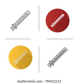 Sewing gauge icon. Flat design, linear and color styles. Ruler. Isolated vector illustrations