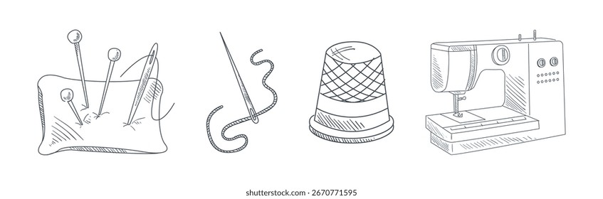 Conjunto de Vector de objetos y herramientas dibujados a mano
