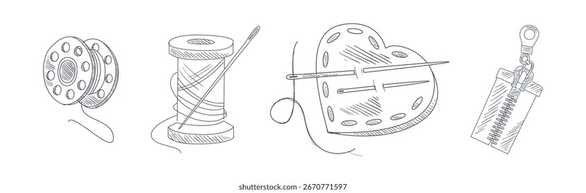 Conjunto de Vector de objetos y herramientas dibujados a mano