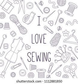 Sewing hand made banner line doodle template