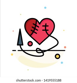 Sewing Heart, Broken Heart, Heart,  Abstract Flat Color Icon Template