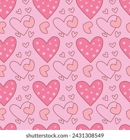 Sewing Hearts Seamless Vector Pattern Design