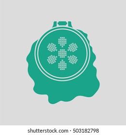 Sewing hoop icon. Gray background with green. Vector illustration.