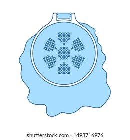 Icono de costilla de coser. Línea Delgada Con Diseño De Relleno Azul. Ilustración vectorial.