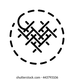 Sewing icon of fancywork. Vector, line style