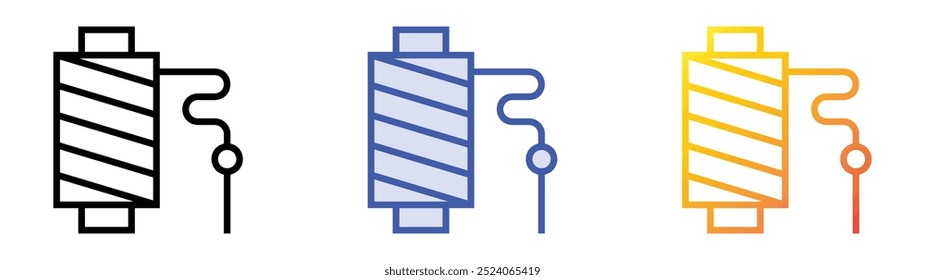 Icono de costura. Lineal, relleno azul y diseño de estilo degradado aislado sobre fondo blanco