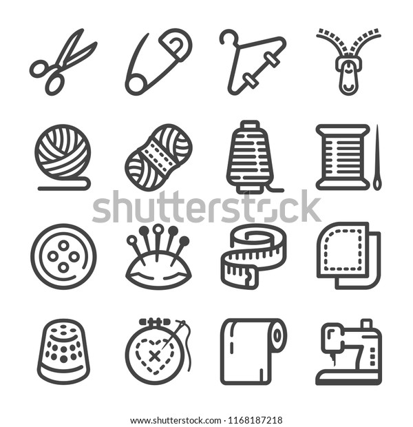 Sewing Icon Set Stock Vector (Royalty Free) 1168187218