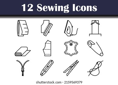 Sewing Icon Set. Bold outline design with editable stroke width. Vector Illustration.