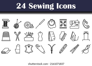 Conjunto de iconos de costura. Diseño de contorno negrita con ancho de trazo editable. Ilustración vectorial.