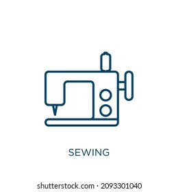 sewing icon. Thin linear sewing outline icon isolated on white background. Line vector sewing sign, symbol for web and mobile