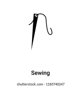 Sewing icon vector isolated on white background, logo concept of Sewing sign on transparent background, filled black symbol