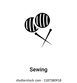 Sewing icon vector isolated on white background, logo concept of Sewing sign on transparent background, filled black symbol