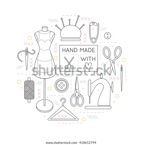 Sewing Icons Arranged Circle Shape Modern Stock Vector (royalty Free 