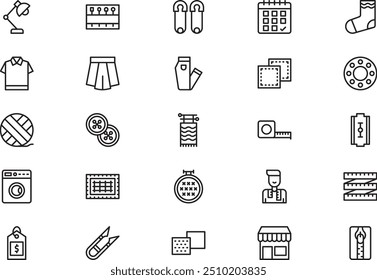 Sewing icons collection is a vector illustration with editable stroke.