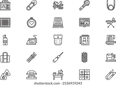 Sewing icons collection is a vector illustration with editable stroke.