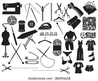 sewing icons (equipment and needlework elements)