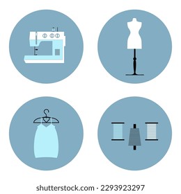 Sewing icons. Flat vector illustration.