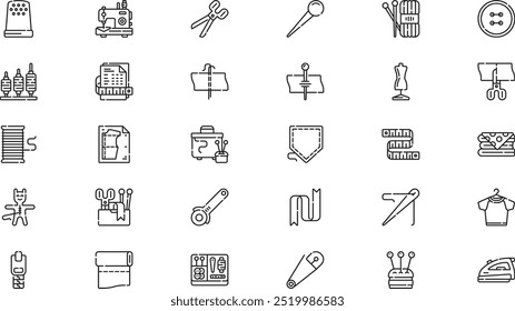 Sewing icons High-Quality Vector Icons Collection with Editable Stroke. Ideal for Professional and Creative Projects.