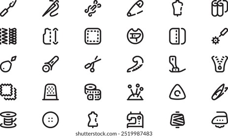 Sewing icons High-Quality Vector Icons Collection with Editable Stroke. Ideal for Professional and Creative Projects.