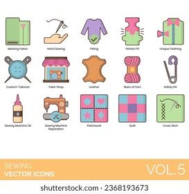 Sewing Icons Including vector; needle; sewing; thread; icon; sew; needlework; pin; fabric; tailor; fashion; equipment; dummy; machine; set; textile; thimble; thin; cloth; craft; hanger; iron