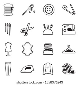 Sewing Icons. Line With Fill Design. Vector Illustration.