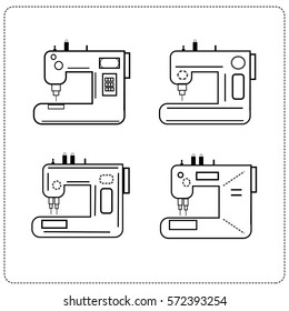 sewing icons linear sewing business black and white